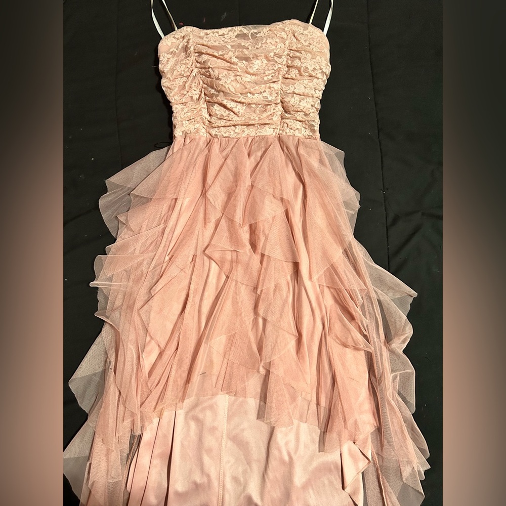 Dusty Pink High-Low Dress with Lace Bodice